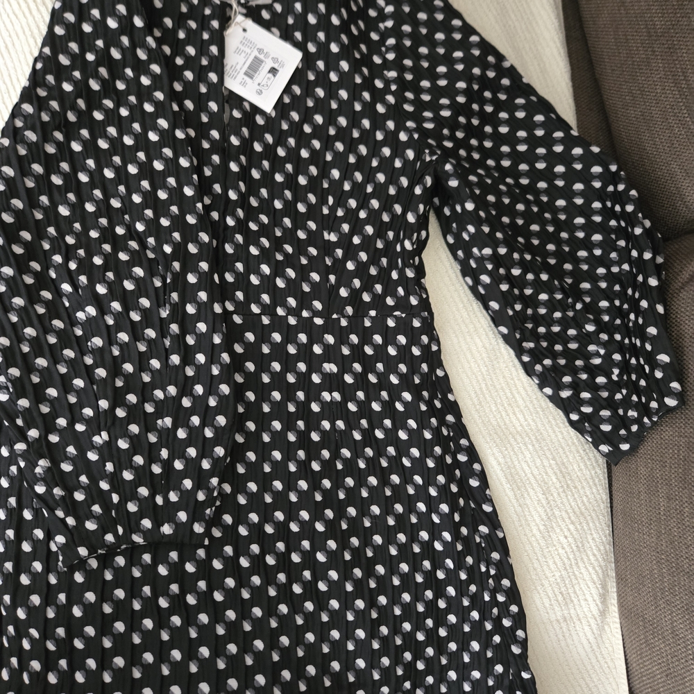Elegant Black and White Polka Dot Dress